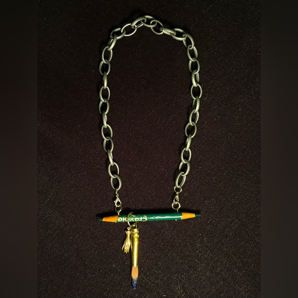 Wearable Art Reclaimed Recycled Art Pencil Charm Necklace